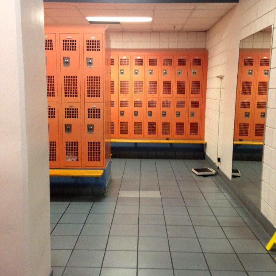A view of a locker room inside the Campus Recreation Center on July 28, 2015.