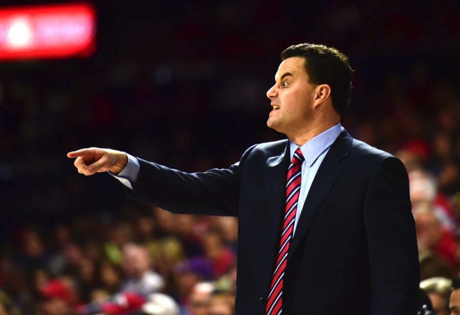 Arizona head coach Sean Miller gets heated during the Wildcats win over Pacific in McKale Center Friday, Nov. 13, 2015.