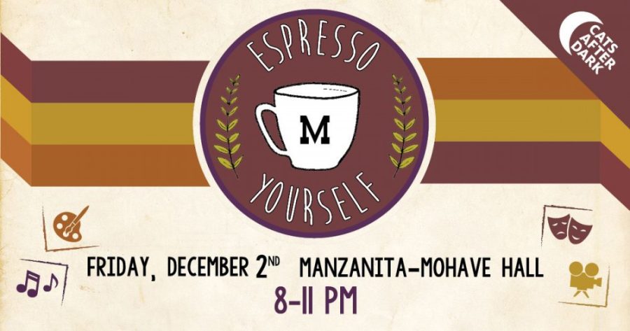 Event advertisement for Manzania-Mohave Halls event Espresso Yourself on Friday, Dec. 2.