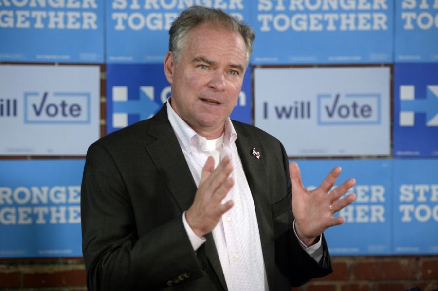 Democratic vice presidential candidate Sen. Tim Kaine holds a press conference on Thursday, Oct. 20, 2016 at Heist Brewery in the NoDa neighborhood in Charlotte, N.C. (David T. Foster III/Charlotte Observer/TNS)