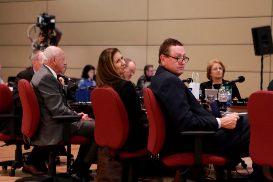 Regents from the Arizona Board of Regents listen intenty during a meeting in the North Ballroom in the Student Union memorial Center on Thursday, Nov. 17.