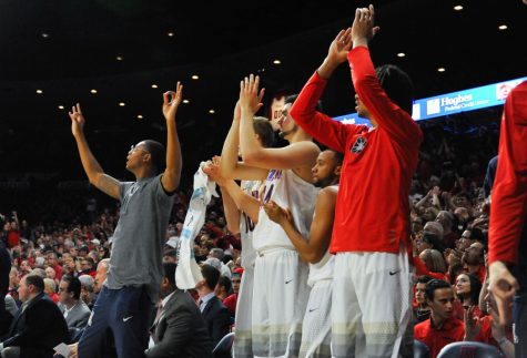 Arizona players cheer on their teammates during the Men's Basketball game against Washington on Jan. 29. 