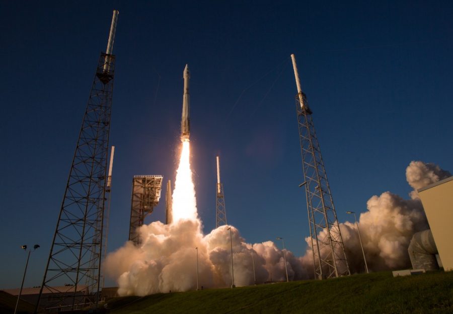 The United Launch Alliance Atlas V rocket carrying NASAs Origins, Spectral Interpretation, Resource Identification, Security-Regolith Explorer (OSIRIS-REx) spacecraft lifts off on from Space Launch Complex 41 on Thursday, Sept. 8, 2016 at Cape Canaveral Air Force Station in Florida. OSIRIS-REx will be the first U.S. mission to sample an asteroid, retrieve at least two ounces of surface material and return it to Earth for study. The asteroid, Bennu, may hold clues to the origin of the solar system and the source of water and organic molecules found on Earth. Photo by Joel Kowsky / NASA