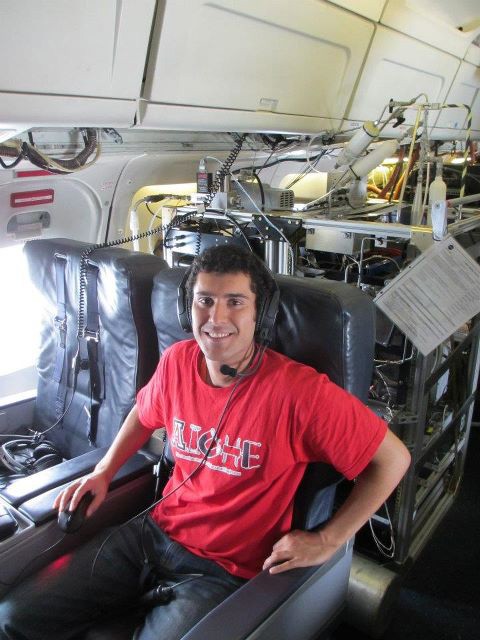 Researcher Armin Sorooshian sits in one of the planes he and other researchers are using to study climate change. Sorooshians focus is aerosols — airborne particles that impact the earths atmosphere and climate.