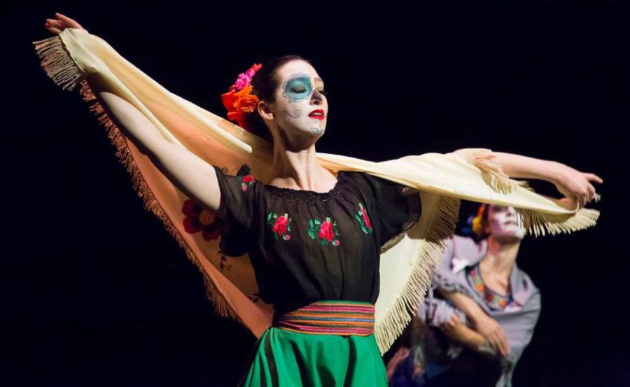A dancer performs during a show of Cuentos: Stories from the Living to the Dead.