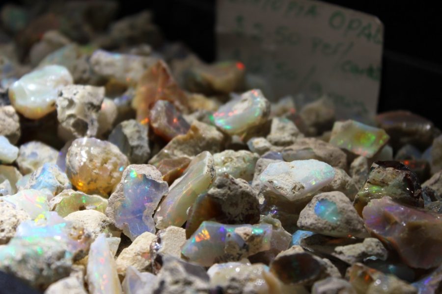 Opals at the Tucson Gem Show at 22nd Street and Interstate 10 on Saturday, Feb. 4. Other dazzling minerals, from diamonds to wulfenite, may be seen there as well.