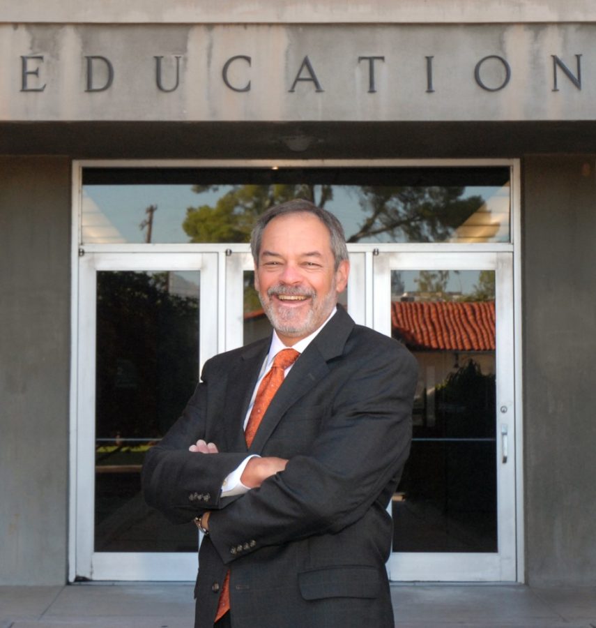 Dean Ronald Marx stands in front of the College of Education. He will be stepping down from the position in June and returning to faculty.