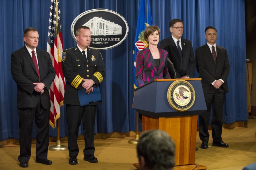 
Washington - March 23, 2016. Deputy Attorney General of the United States Sally Q. Yates Announces the results of the U.S. Marshals led Operation VR12.
This six-week initiative, resulted in the arrest of more than 8,075 gang members, sex offenders and other violent criminals.

While Operation VR12 was conducted nationwide in all 94 federal judicial districts, U.S. Marshals focused special attention on 12 selected locations, designated as priority cities by the U.S. Department of Justice: Baltimore; Brooklyn, New York; Camden, New Jersey; Chicago, Illinois; Compton, California; Fresno, California; Gary, Indiana; Milwaukee, Wisconsin; New Orleans; Oakland, California; Savannah, Georgia; and Washington, D.C.

In order to have the greatest impact on violent crime, Operation VR12 focused on fugitives who had three or more prior felony arrests for crimes such as murder, attempted murder, robbery, aggravated assault, arson, abduction/kidnapping, weapon offenses, sexual assault, child molestation and narcotics. Operation VR12 investigators increased their focus on fugitives accused of sex crimes and on the recovery of missing children.

Between February 1 and March 11, the U.S. Marshals Service used its multi-jurisdictional investigative authority and fugitive task force network to arrest 648 gang members and others wanted on charges including 559 for homicide; and 946 for sexual offenses. In addition, investigators seized 463 firearms, $390,360 in currency, and more than 71 kilograms of illegal narcotics. Also during the operation, investigators recovered 17 children who had been abducted and reported missing.
 

Please Credit:

(Photo by Shane T. McCoy / US Marshals)