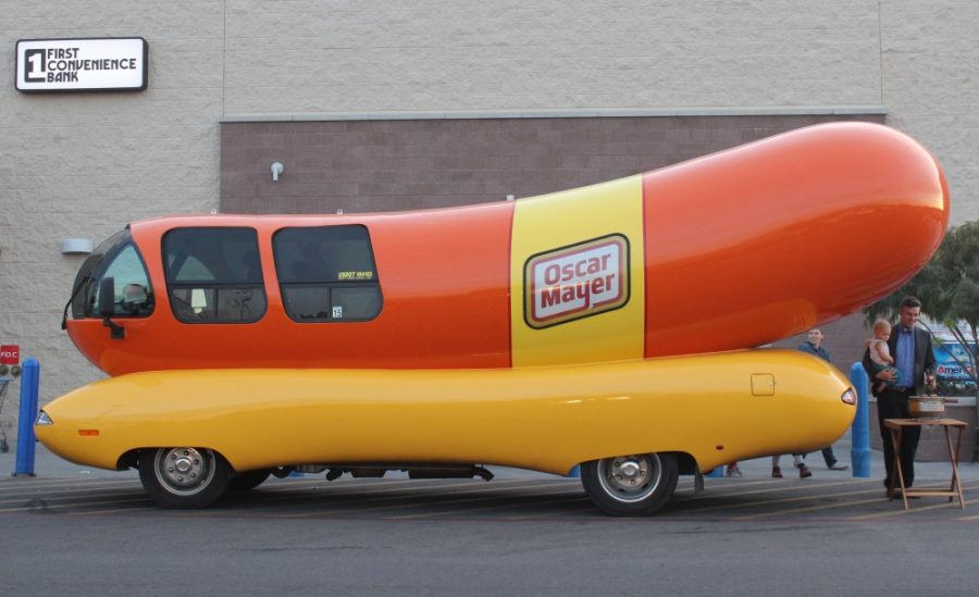 The Wienermobile at Wal-Mart Marketplace on Thursday, Feb. 2. The Wienermobile will make two more stops in Tucson before moving to its next destination.