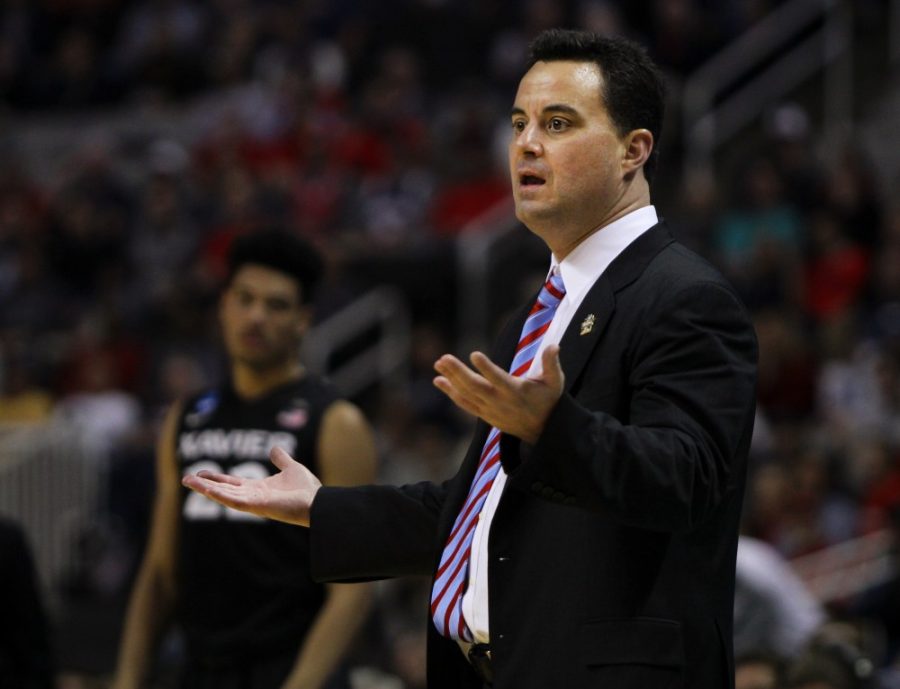 Arizona head coach Sean Miller reacts to a call during their Sweet 16 matchup against Xavier on Thursday, March 23. Wildcats lost to Xavier Musketeers 73-71.