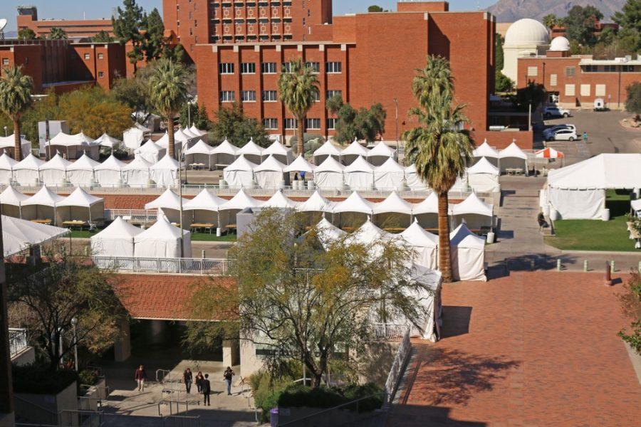 An overhead view of the setup for the Tucson Festival of Books on the UA Mall on March 7.