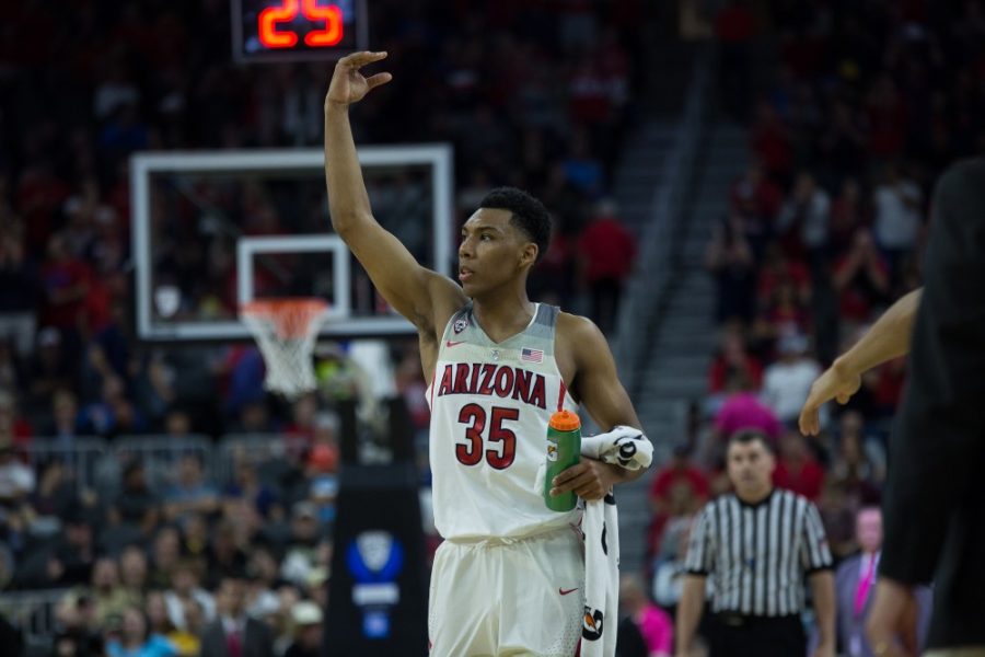 Arizonas Allonzo Trier (35) pumps up the crowd during the Pac-12 quarterfinals against the Colorado Buffaloes on Thursday, March 9.