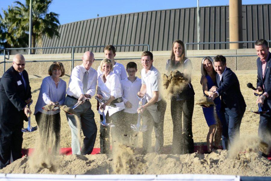 UA faculty, athletes and donors participate in the ground breaking of the C.A.T.S. Academic Center on Feb. 12, 2016.  The university claims the academic center is a vital part to developing student-athletes academically.