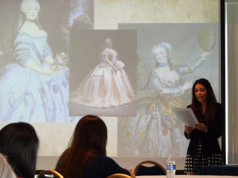 Cortney Radtke shares her research in French Theatre, the women of the stage and the libertinism of the mistress during the 2014 Undergraduate Research Symposium.