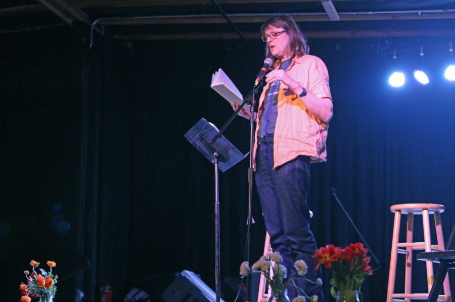 Erín Moure reads during the 34th Annual Tucson Poetry Festival on April 29 at 191 Toole. This year’s festival was held in honor of Lusia Slomkowska, a Polish-American writer. 