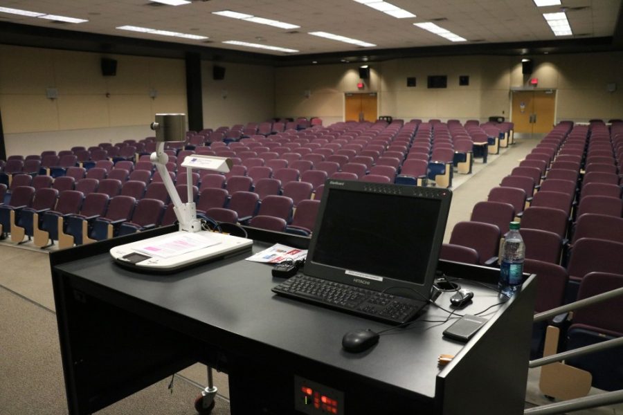 The inside of Gallagher Theater in the Student Union Memorial Center on April 11, 2019. The theater is also used as a classroom.