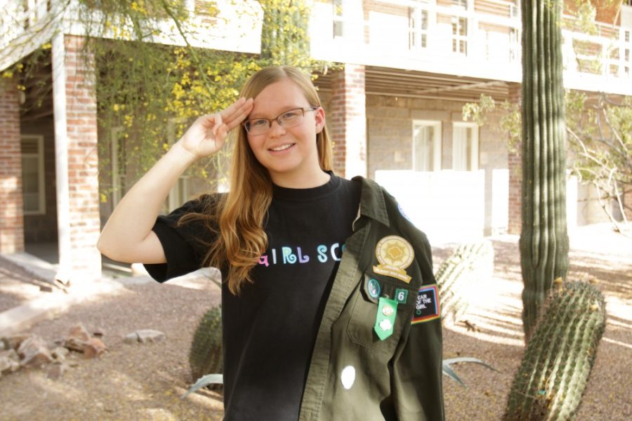 Paige+Brown+stands+at+the+UA+campus.+Brown+was+awarded+the+Girl+Scout+Gold+Award%2C+the+highest+award+for+Girl+Scouts.