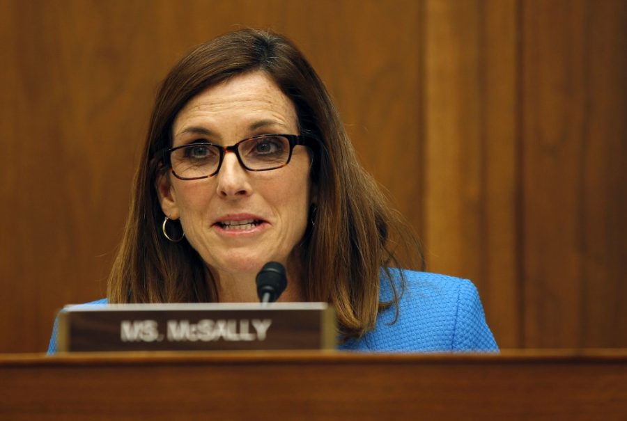Rep. Martha McSally, chairwoman of the Border and Maritime Security Subcommittee of the House Homeland Security Committee asks questions of U.S. Customs and Border Protection Executive Assistant Commissioner of the Office of Field Operations Todd Owen questions during hearing testimony in Washington, D.C., July 7, 2016. Owen and three other witnesses provided insight to committee members on the broad threat of potential smuggling of nuclear material into the U.S. CBP photo by Glenn Fawcett