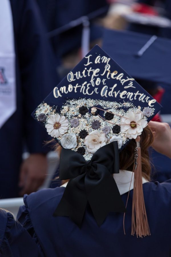 Samantha Alexander shows off her cap prior to the 153rd Annual UA Commencement on Friday, May 12.