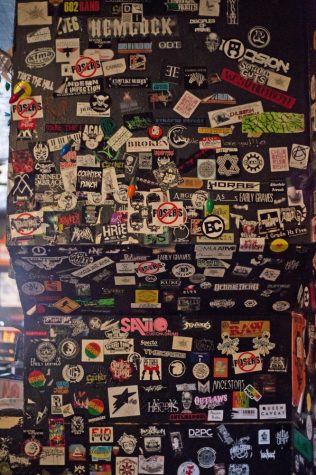A wall of stickers inside The Rock, on Wednesday June 14.
