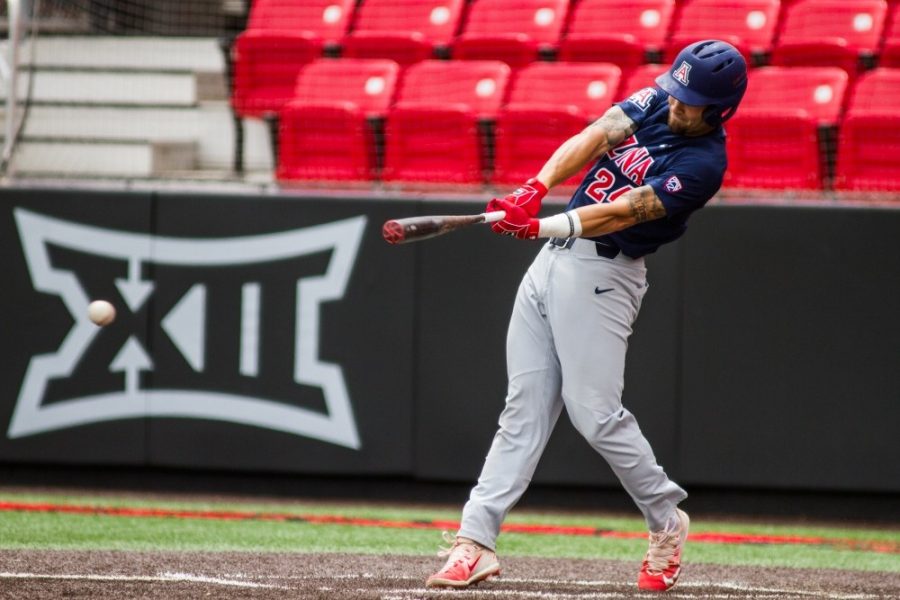 Arizona+junior+infielder+JJ+Matijevic+connects+for+a+single+on+a+pitch+from+Delaware+on+Saturday%2C+June+3+at+Dan+Law+Field+in+game+3+of+the+NCAA+Lubbock+Regional.+Matijevic+was+selected+in+the+2nd+round%2C+75th+overall%2C+by+the+Houston+Astros+in+the+2017+Major+Leauge+Baseball+Draft.