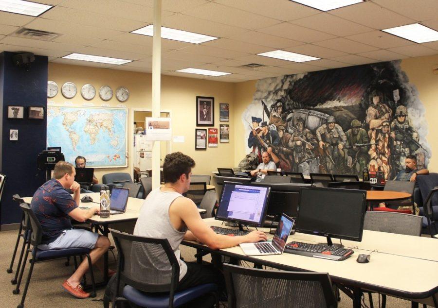 The Veterans Education & Transition Services room at the Student Union where students can do homework or relax. The VETS Center will start a new Peer Advocacy Liaison program this semester to help veterans transition into college life.