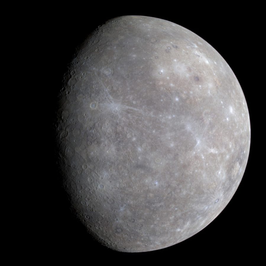 An enhanced-color image of Mercury from first MESSENGER flyby. 