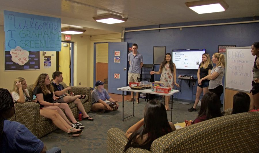 Residents of Graham-Greenlee dorm attend a School Survival Guide event during the first week of classes in August, 2017. 