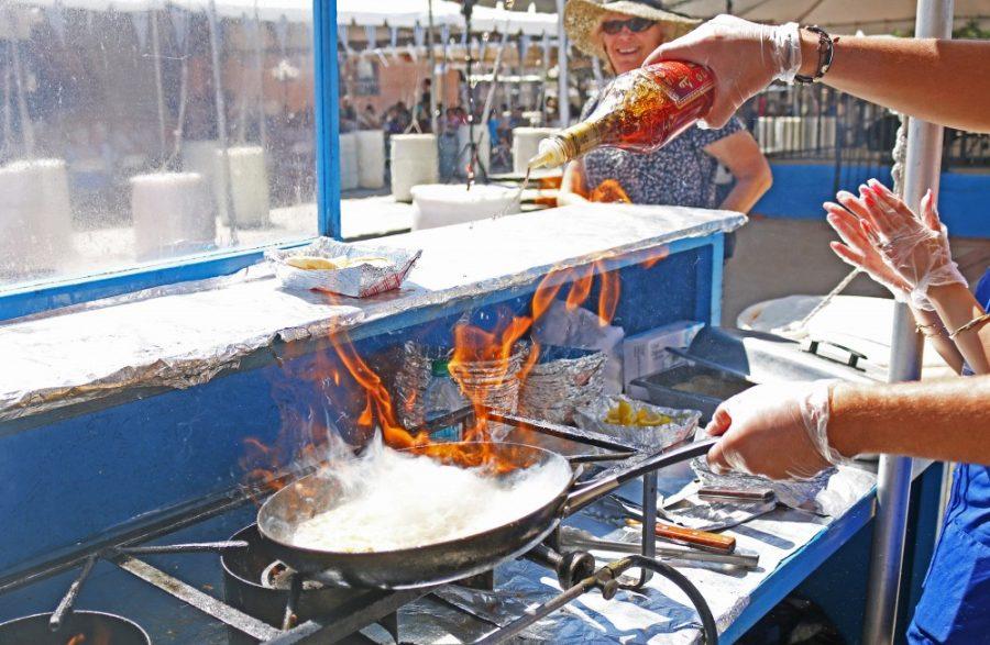Volunteers+fry+cheese+for+the+saganaki+dish+at+the%26nbsp%3Bannual+Tucson+Greek+Festival+on+Sept.+23.%26nbsp%3B