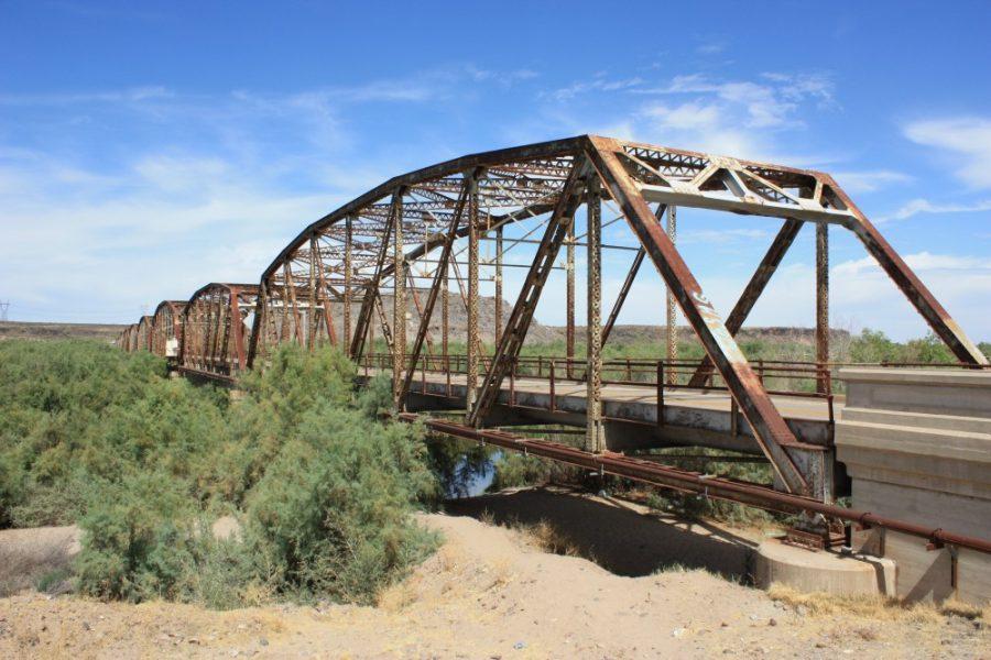 The historic old U.S. Route 80 bridge over the Gila River in Arizona. Many bridges in the country are in a poor state of disrepair.