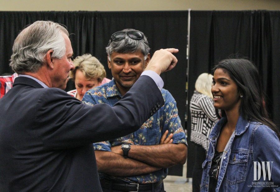 The Ganesh family mingles with University of Arizona President Dr. Robert Robbins at his meet and greet during Family Weekend on Oct. 13.