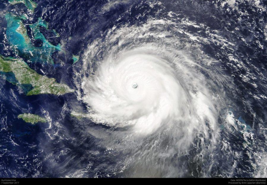 Hurricane Irma on Sept. 7, as seen by a MODIS camera on-board Terra satellite.