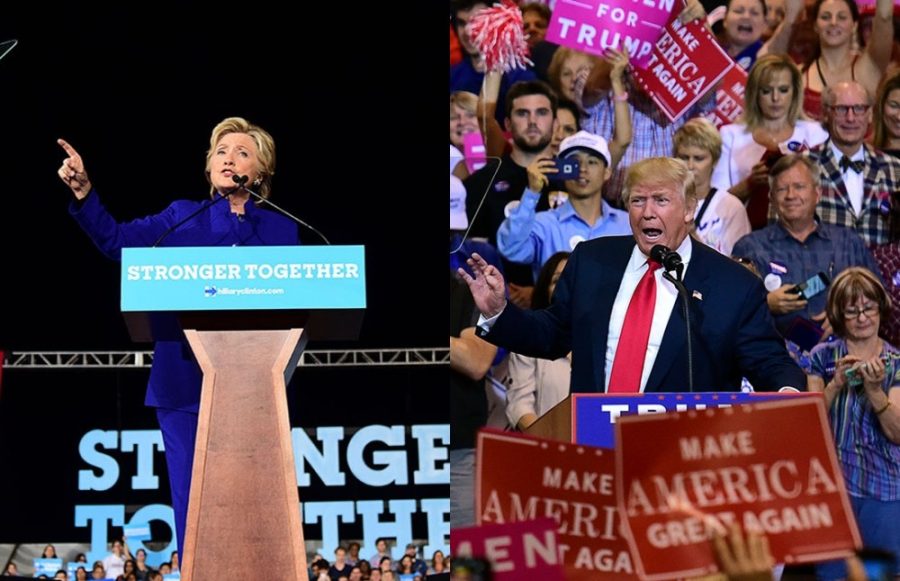 Presidential nominees Hillary Clinton, left, and Donald Trump, right, at their rallies in Arizona leading up to the 2016 election day.