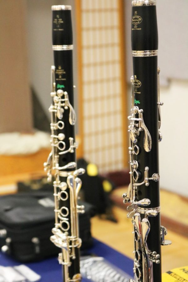 Professional grade clarinets are on display in the “vendor hall” at the Fred Fox School of Music during the second annual Clarinet Day on Jan. 14, 2018.