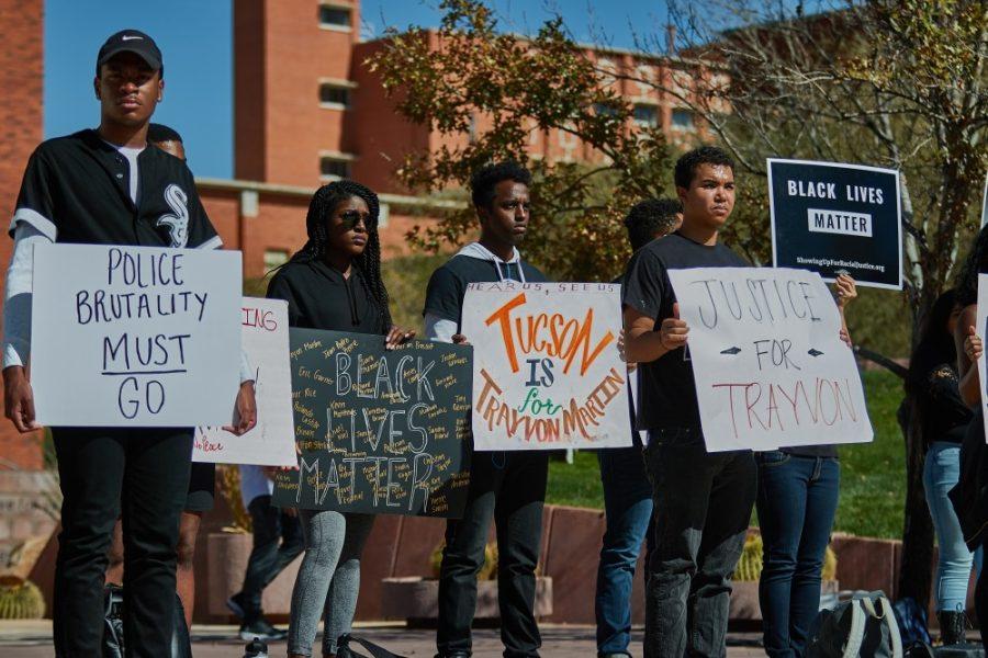 On Feb. 5, students gather on the UA Mall to participate in a silent protest organized by the AASA. 
