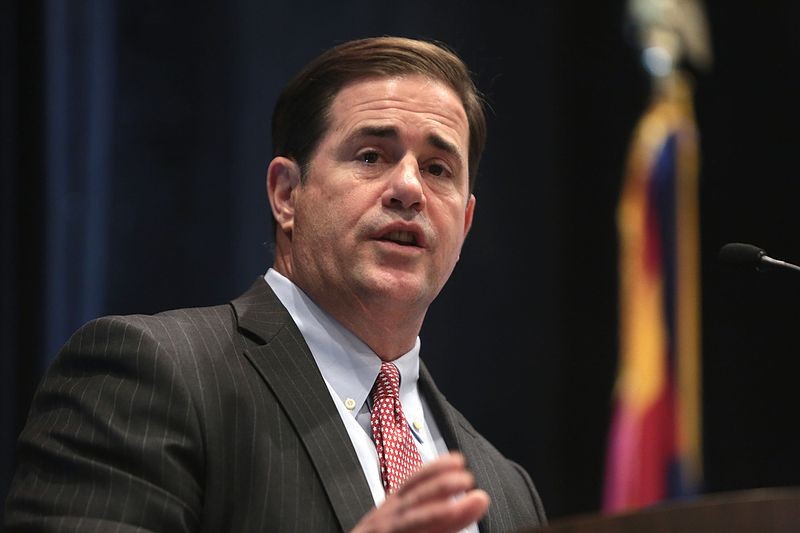 Governor Doug Ducey speaking at the 2016 Arizona CEO Summit hosted by Greater Phoenix Leadership at the Phoenix Marriott Tempe at the Buttes in Tempe, Arizona.

