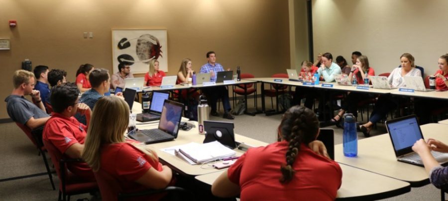 The members of ASUA come together on Wednesday, Sep. 13, 2017 in the Pima conference room at the Student Union to have their weekly meeting.
