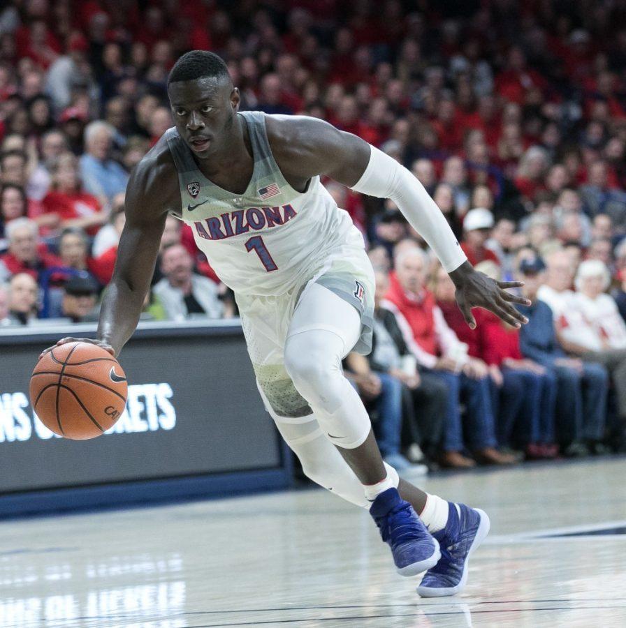 Arizonas+Rawle+Alkins+%281%29+dribbles+up+the+court+during+the+Arizona-Stanford+game+on+Thursday%2C+March+1+at+McKale+Center+in+Tucson%2C+Ariz.