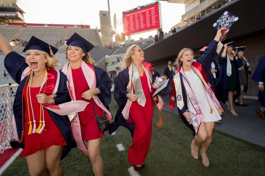 A group of University of Arizona students at their graduation in Arizona Stadium in 2018. Photo credit Chris Richards/University of Arizona Alumni Association.