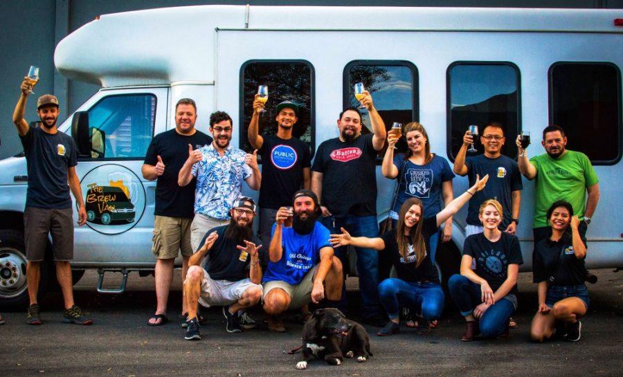 Local craft beer fans drink down some suds before leaving Harbottle Brewing Company. The Brew Van, Tucsons first brewery shuttle service, will launch on Friday, August 31.
