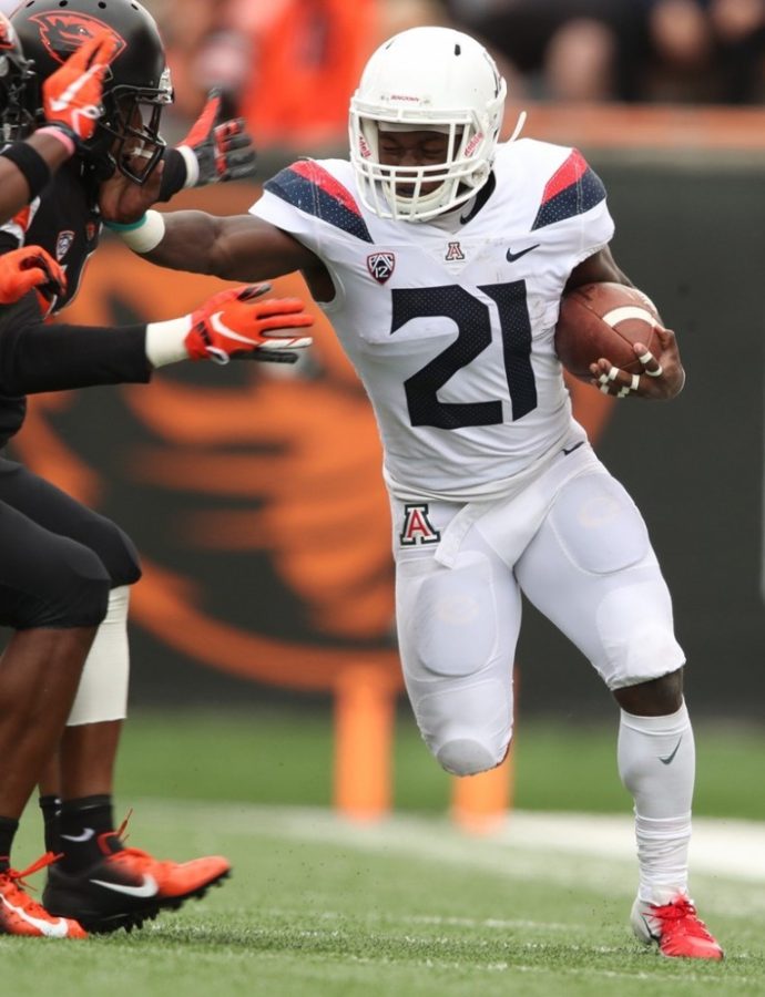 JJ Taylor had a career high rushing day of 284 yards during the UA vs OSU game on Sep 22. UA defeated OSU 35-14. 