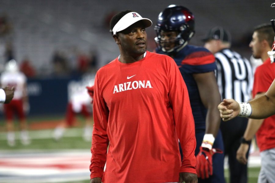 Kevin Sumlin motivates his players during the UA vs Southern Utah game on Sep 15. 