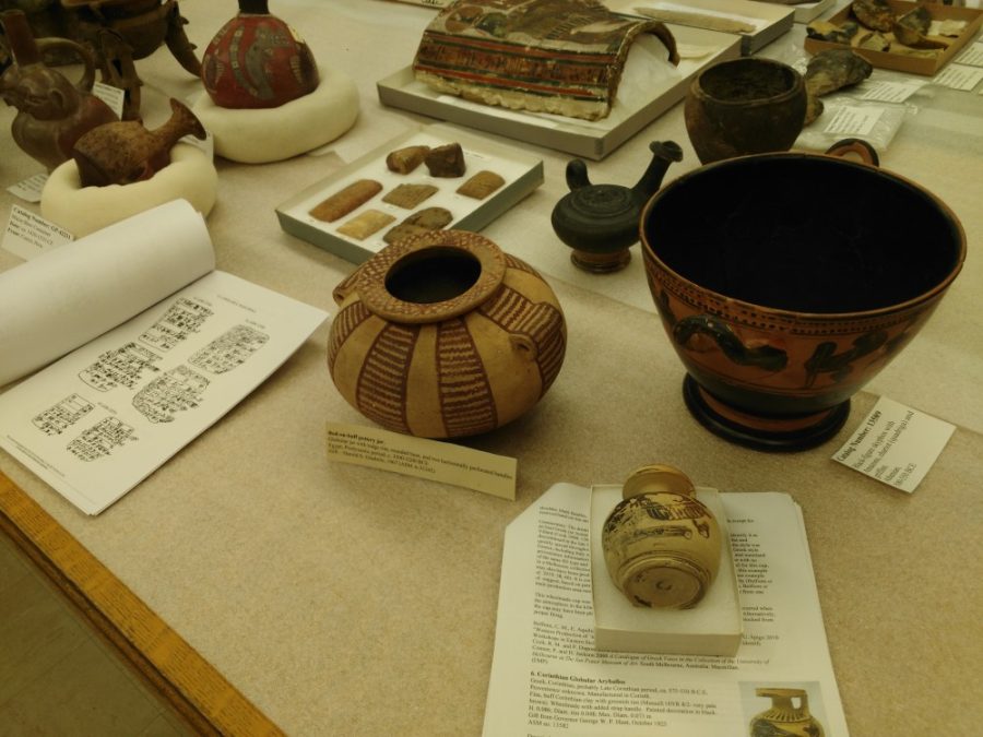 The Arizona State Museum had various pieces, such as this Egyptian jar and this Grecian bowl, out for display during their open house on Friday Sept. 14.