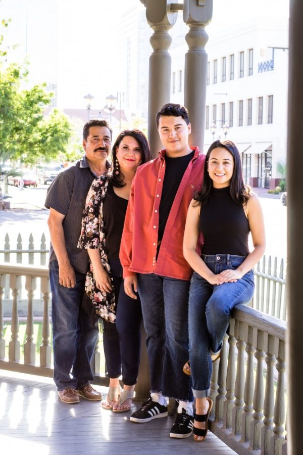 Senior English student Amanda Corona, right, poses with her family. Corona is a first-generation college student, meaning she is the first person in her immediate family to attend an institute of post-secondary-education.