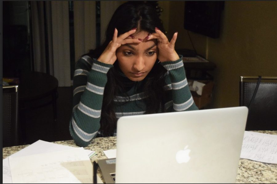 Anjalee Jajoo, University of Arizona student, studies for her organic chemistry final in the winter of 2018. Help reduce stress by managing your time, such as reserving time to study and sticking to the schedule.  