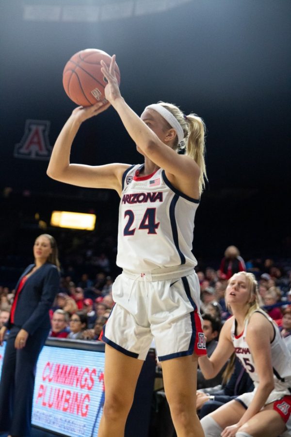 Guard+Bryce+Nixon+%2824%29+shoots+a+three-pointer+during+the+game+against+USC+on+Friday%2C+Jan.+25+at+McKale+Center.+Arizona+won+71-68.%26nbsp%3B