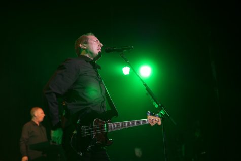 Andy McCluskey, lead singer of Orchestral Manoeuvres in the Dark, plays guitar at the Rialto Theater in Tucson, Ariz. on Tuesday, Janurary 22.  The band is most famous for hit single “If You Leave”.