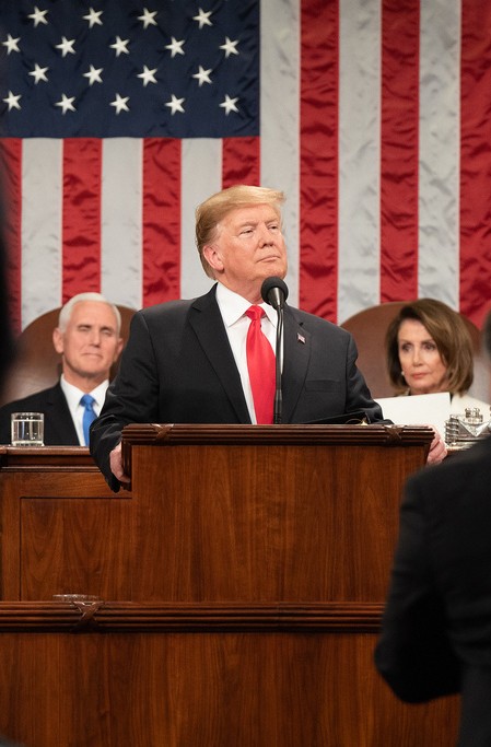 President Donald Trump gives his State of the Union address on Tuesday, Feb. 5, 2019 in Washington, D.C. Original Photo found on Flicker posted by the White House. 