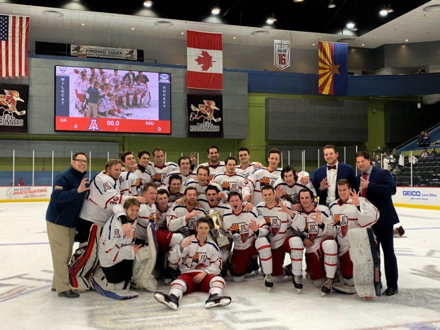 Arizona Wildcats Hockey clinches Cactus Cup against ASU on Friday February 22, 2019. Its the Wildcats second season in a row winning the Cactus Cup.
