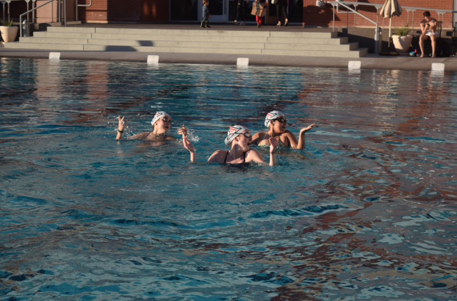 The synchronized swimming team at the University of Arizona practices their choreography on February 8th. The team will be heading to Collegiate Nationals in March.

